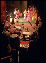 Sichuan opera performers and musicians seen from the backstage. Chengdu, Sichuan, China ( color)