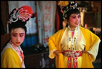 Two characters of Sichua opera off stage. Chengdu, Sichuan, China ( color)