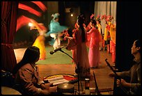 Sichuan opera performers and musicians seen from the backstage. Chengdu, Sichuan, China