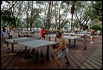 Playing table tennis, Liuha Park. Guangzhou, Guangdong, China (color)