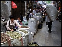 Large bags of dried food items. Guangzhou, Guangdong, China