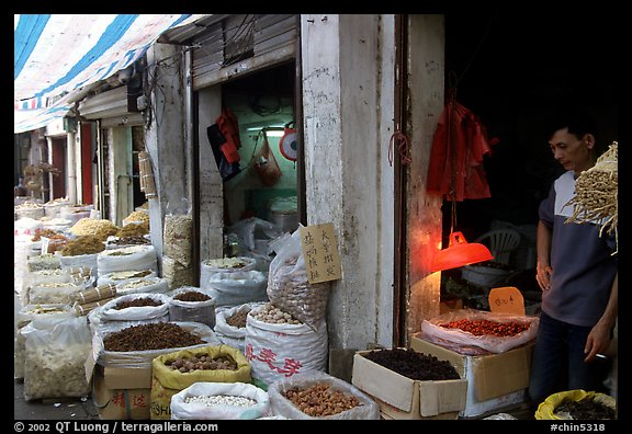 Dried food items for sale in the extended Qingping market. Guangzhou, Guangdong, China (color)