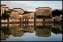 Houses reflected in Moon Pond. Hongcun Village, Anhui, China