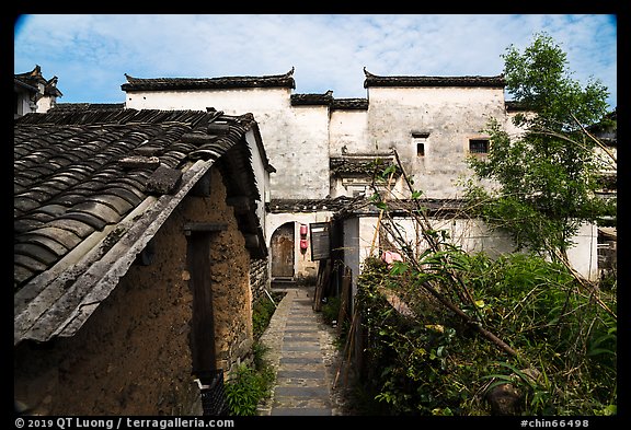 Back street and yard. Hongcun Village, Anhui, China (color)