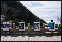 Photographs on display at overlook. Huangshan Mountain, China ( color)