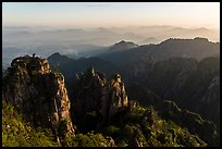 Stone Monkey Watching the Sea view at sunrise. Huangshan Mountain, China ( color)