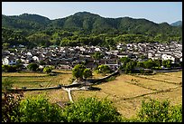 Fields and village. Xidi Village, Anhui, China