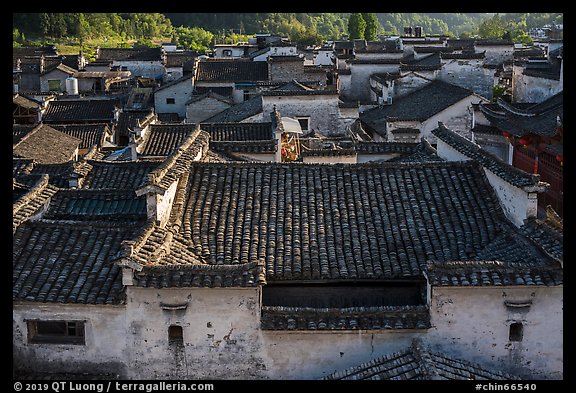 Tile rooftops. Xidi Village, Anhui, China (color)