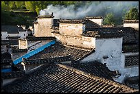Rooftops and smoke. Xidi Village, Anhui, China ( color)
