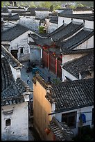 Zhuimu Tang from above with child at play. Xidi Village, Anhui, China