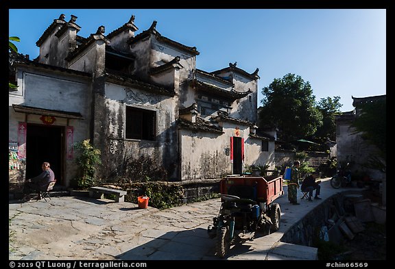 Street and traditional houses. Xidi Village, Anhui, China (color)
