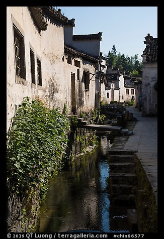 Front stream in village street. Xidi Village, Anhui, China (color)