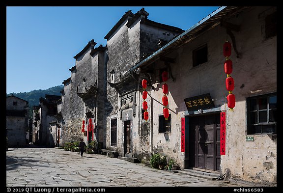 Plaza with historic houses. Xidi Village, Anhui, China