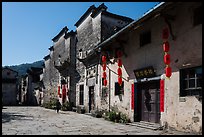 Plaza with historic houses. Xidi Village, Anhui, China ( color)