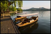 Boats and Leifeng Pagoda, West Lake. Hangzhou, China