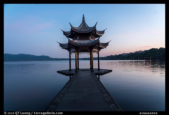 Tinwanqishe Pavilion at dawn, West Lake. Hangzhou, China