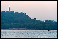 Boat and Baochu Pagoda at sunrise, West Lake. Hangzhou, China ( color)