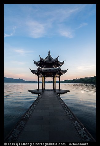 Jixianting at sunrise, West Lake. Hangzhou, China (color)