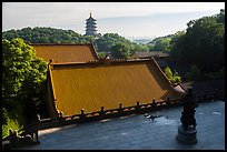 Roofs of Jingci Temple and Leifeng Pagoda. Hangzhou, China