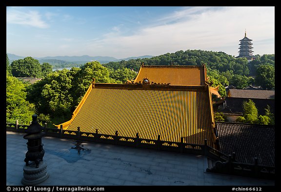 Leifeng Pagoda and lake from Jingci Temple. Hangzhou, China (color)