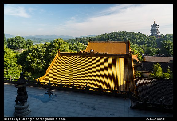 Leifeng Pagoda and lake from Jingci Temple. Hangzhou, China