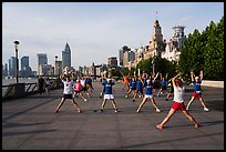 Morning group exercise on the Bund. Shanghai, China ( color)
