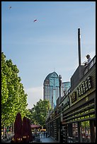 Stores on the Bund, with kites. Shanghai, China ( color)