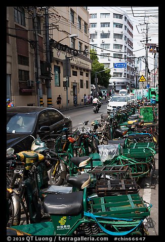 China Post motorbikes. Shanghai, China (color)