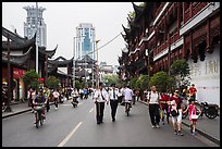 Fangbang Middle Road touristified old streets and modern towers. Shanghai, China ( color)