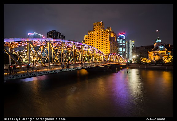 Garden Bridge at night. Shanghai, China (color)