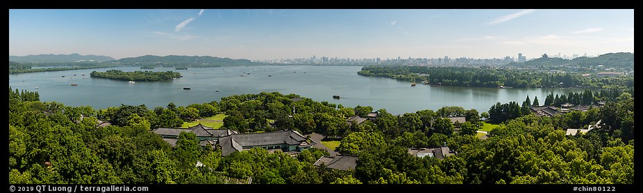 West Lake and city skyline. Hangzhou, China