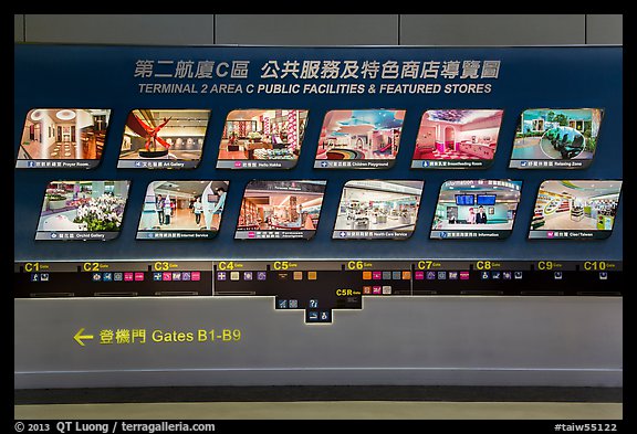 Display of facilities at Taiwan Taoyuan International Airport. Taiwan (color)