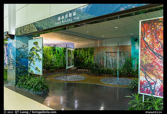 Green relaxing zone, Taiwan Taoyuan International Airport. Taiwan (color)