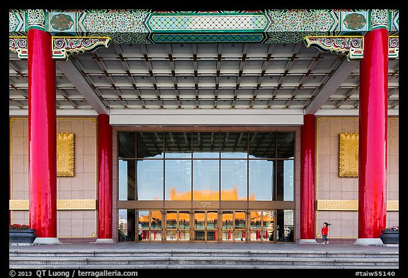 National Theater with reflections of National Concert Hall. Taipei, Taiwan (color)