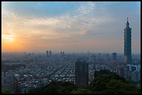 Taipei skyline from above at sunset. Taipei, Taiwan (color)