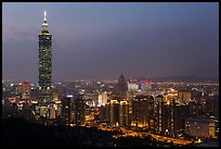 City skyline at dusk with Taipei 101 tower. Taipei, Taiwan ( color)