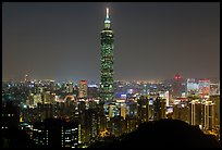 Xinyi district and Taipei 101 at night. Taipei, Taiwan (color)