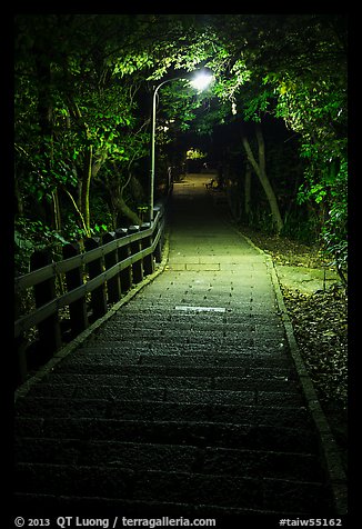 Elephant Mountain stairs at night. Taipei, Taiwan (color)