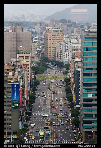 Old town center boulevard from above. Taipei, Taiwan