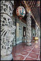 Carved stone pillars, Guandu Temple. Taipei, Taiwan (color)