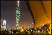 Taipei 101 at night from city hall at night. Taipei, Taiwan (color)