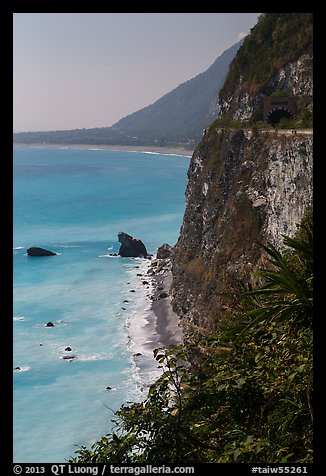 Steep sea cliff and tunnel. Taroko National Park, Taiwan