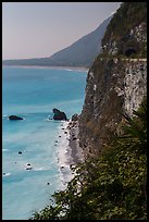 Steep sea cliff and tunnel. Taroko National Park, Taiwan ( color)