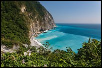 Verdant cliffs and turquoise waters. Taroko National Park, Taiwan (color)