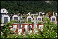 Tombs below lush cliff, Chongde. Taiwan ( color)