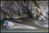 Creek and marbled walls, Taroko Gorge. Taroko National Park, Taiwan (color)