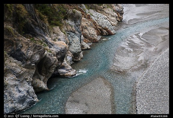 Braided stream, Taroko Gorge. Taroko National Park, Taiwan