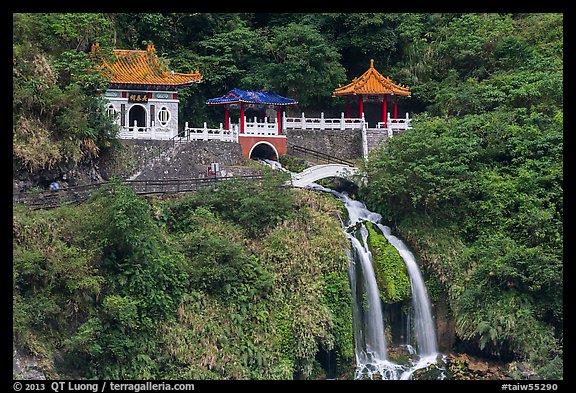 Eternal Spring Shrine and waterfall. Taroko National Park, Taiwan (color)