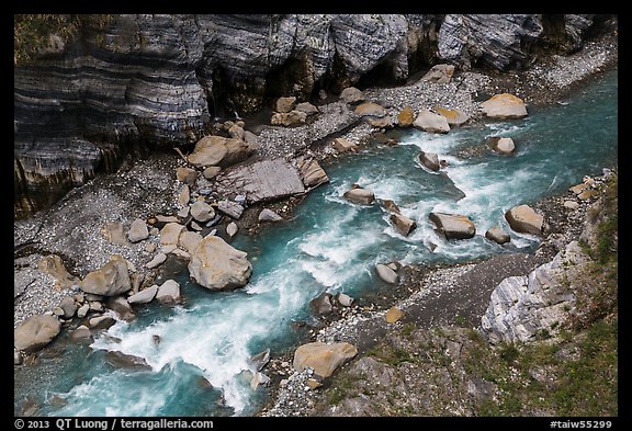 Liwu River rapids from above, Taroko Gorge. Taroko National Park, Taiwan (color)