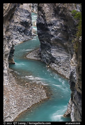 River in marble narrows, Taroko Gorge. Taroko National Park, Taiwan